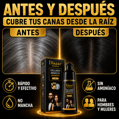 CHAMPÚ TINTE DISAAR Anti Canas (400 ML) ORIGINAL : Sin amoníaco, color natural y cabello con más vida
