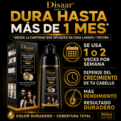 CHAMPÚ TINTE DISAAR Anti Canas (400 ML) ORIGINAL : Sin amoníaco, color natural y cabello con más vida