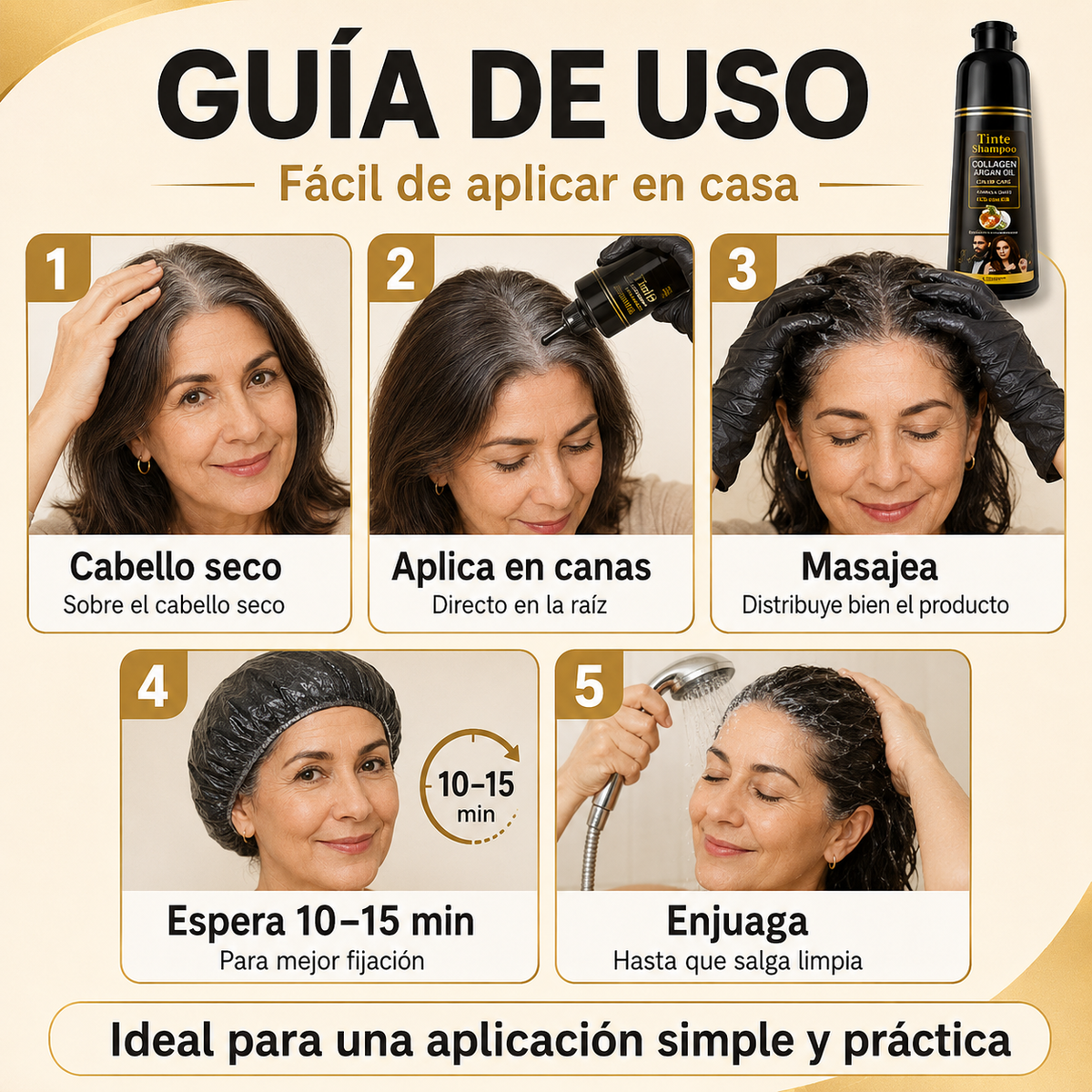 CHAMPÚ TINTE DISAAR Anti Canas (400 ML) ORIGINAL : Sin amoníaco, color natural y cabello con más vida